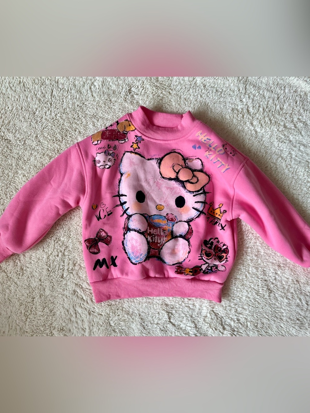 Hello Kitty Pink Girls' Sweatshirt - Cute Graphic Top Sz 5